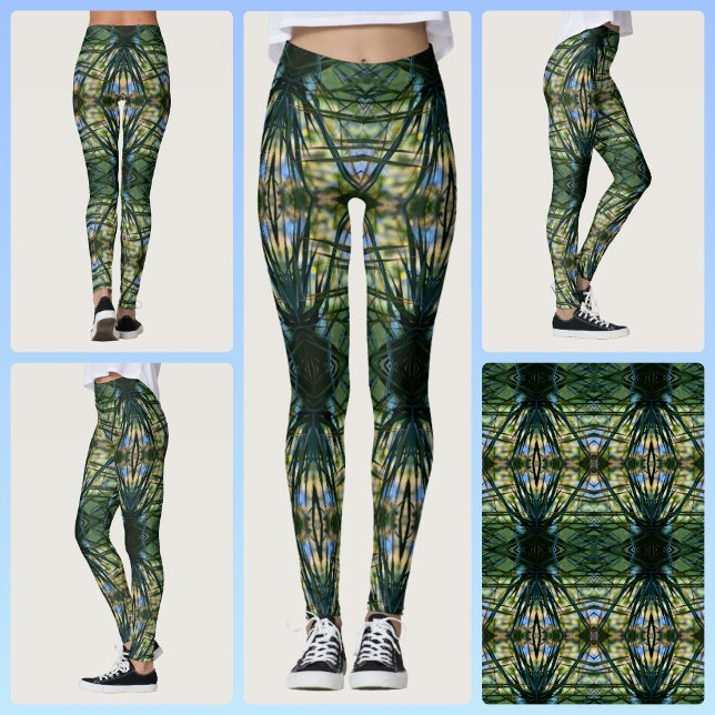 Leggings Motif Tropical Vert Bohème Chic (Créateur téléchargé)