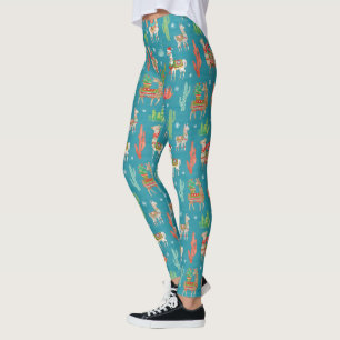 Leggings Motif turquoise de beau Noël de lamas