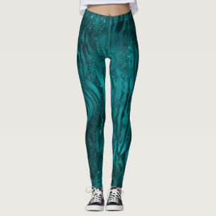 Leggings Motif turquoise Ombre Glam Parties scintillant Tig