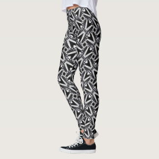 Leggings Motif V noir gris & blanc