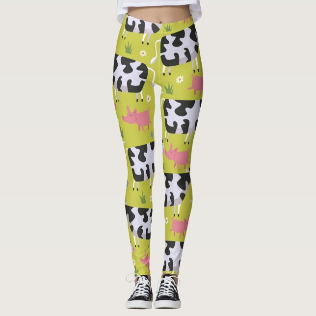 Leggings Motif Vaches Et Cochons (Devant)