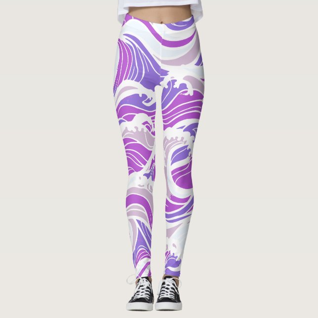 Leggings Motif vague violet (Devant)