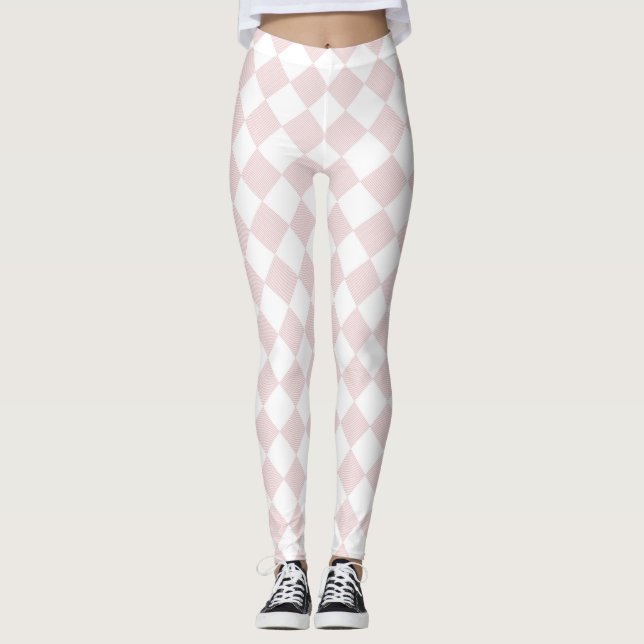 Leggings Motif vérificateur rose et blanc (Devant)