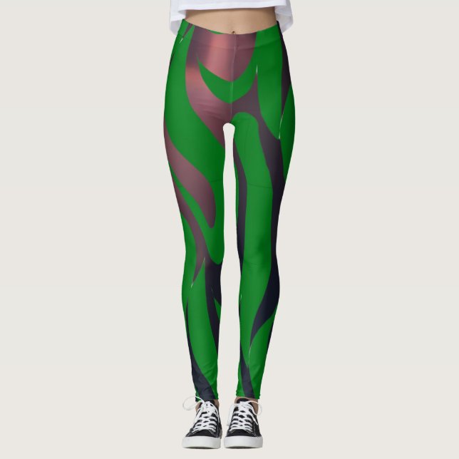Leggings Motif vert dynamique et noir (Devant)