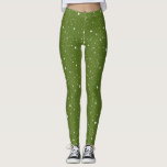 Leggings Motif vert moderne des étincelles et des points<br><div class="desc">Élégants et fantaisistes leggings avec des mousseux blancs et des points motif sur arrière - plan vert.</div>