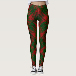 Leggings Motif vert rouge de plaid de tartan de Noël