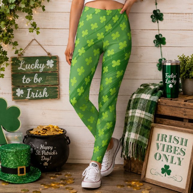 Leggings Motif vert trèfle de la Saint-Patrick (Créateur téléchargé)