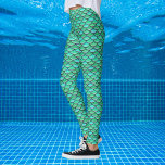 Leggings Motif vert turquoise à échelles de sirène<br><div class="desc">Echelles répétitives motif en vert turquoise,  également disponibles en rose et violet. Portez-vous juste pour vous amuser ou confectionnez un superbe costume de sirène.</div>