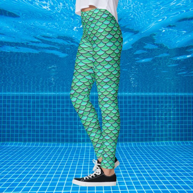 Leggings Motif vert turquoise à échelles de sirène (Créateur téléchargé)