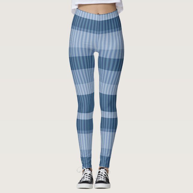 Leggings motif vertical rayé bleu (Devant)