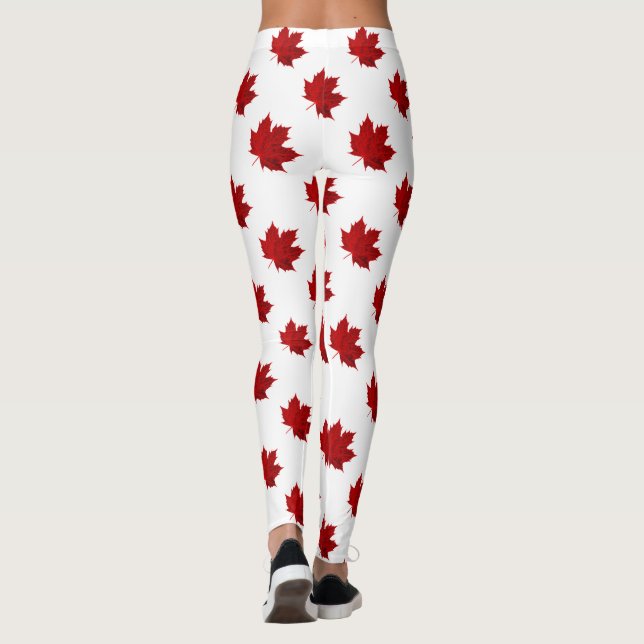 Leggings Motif vibrant de feuille d'érable rouge (Dos)