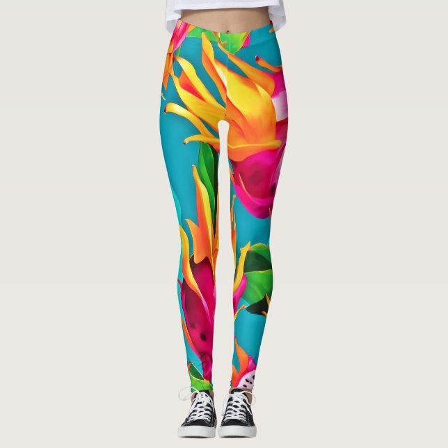 Leggings Motif vibrant de fruit du dragon (Devant)