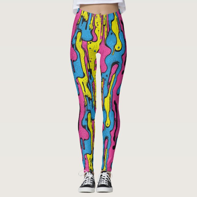 Leggings "Motif vibrant de style rétro pop art à gouttes  (Devant)
