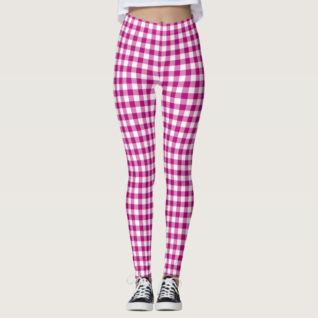 Leggings Motif Vichy Rose (Devant)