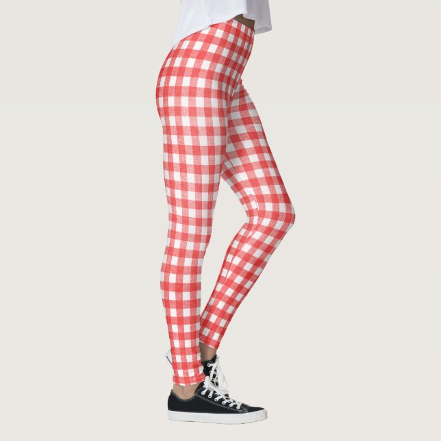 Leggings motif vichy rouge et blanc (Droite)
