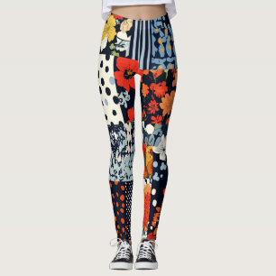 Leggings Motif vintage à écailles florales (3)
