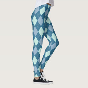 Leggings Motif vintage Argyle bleu