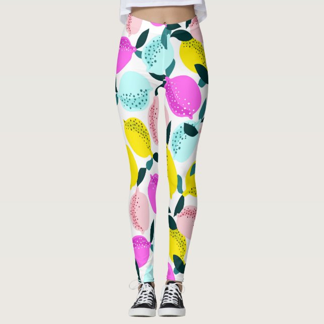 Leggings Motif Vintage aux citrons à main (Devant)