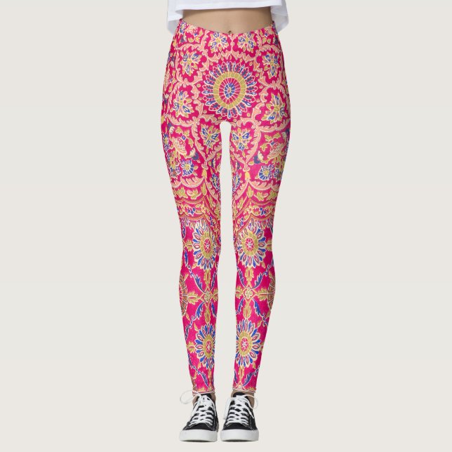 Leggings Motif vintage de broderie indienne (Devant)