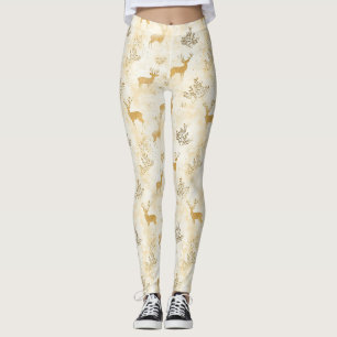 Leggings Motif vintage de faon et floral de la forêt