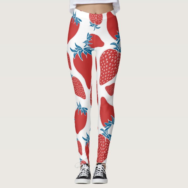 Leggings Motif Vintage de fraise à main (Devant)
