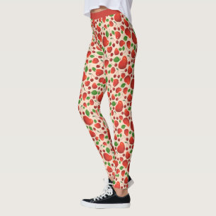 Leggings Motif vintage de l'orchidée de fruits rouges ceris