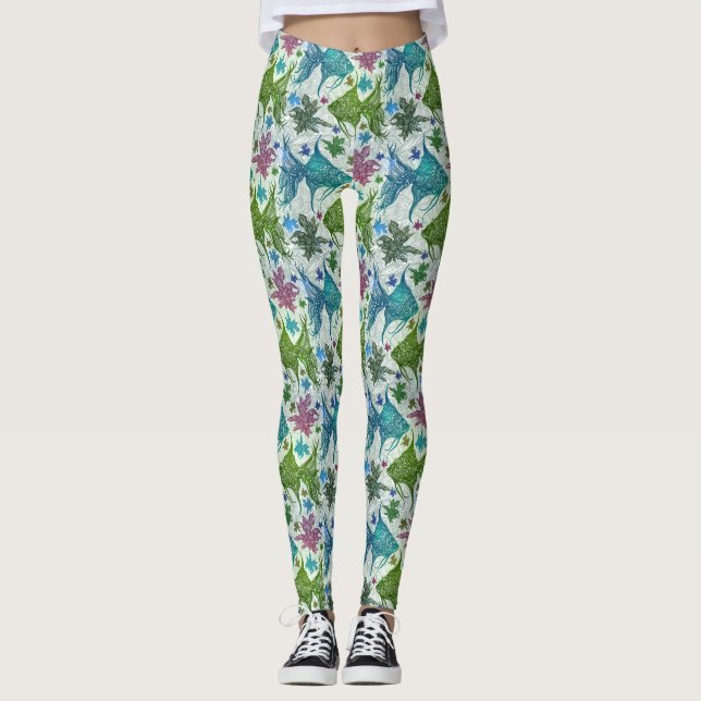 Leggings Motif vintage de poissons (Devant)