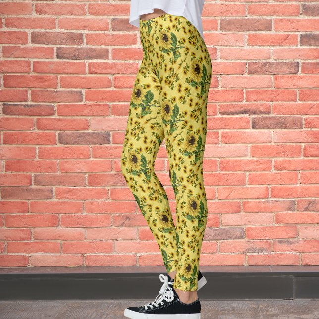 Leggings Motif vintage de tournesols (Créateur téléchargé)
