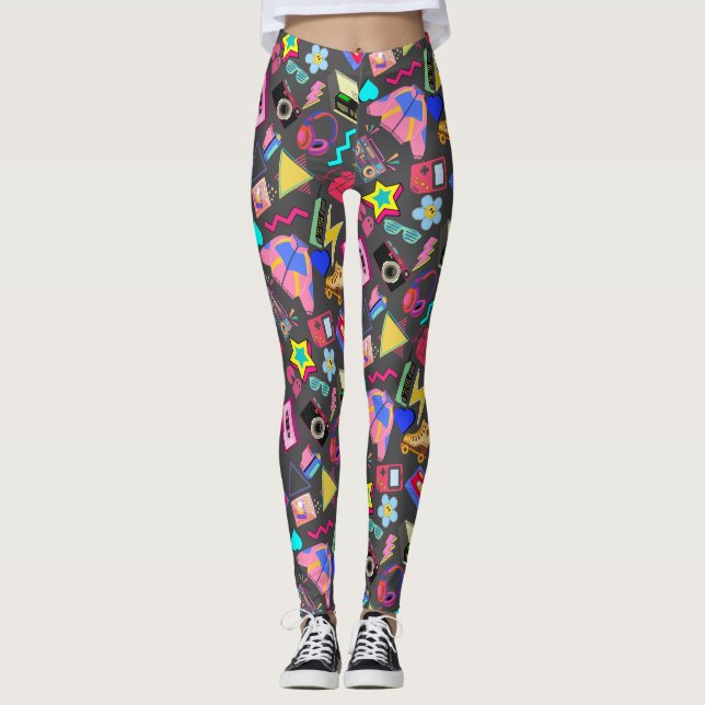 Leggings Motif vintage des années 80 01,w DGrey BG (Devant)