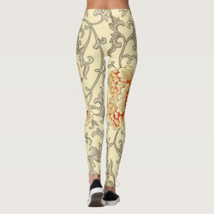 Leggings Motif vintage d'Owen Jones : Corail Floral Gris