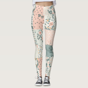 Leggings Motif vintage en écorce de fleurs - Pastel (1)