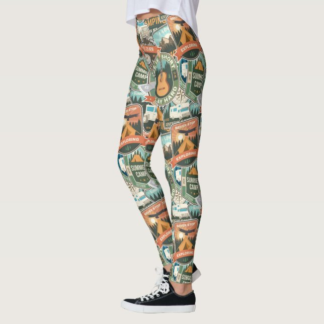 Leggings Motif Vintage voyage Explorer (Gauche)
