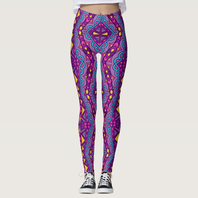 Leggings Motif violet Aztec (Devant)