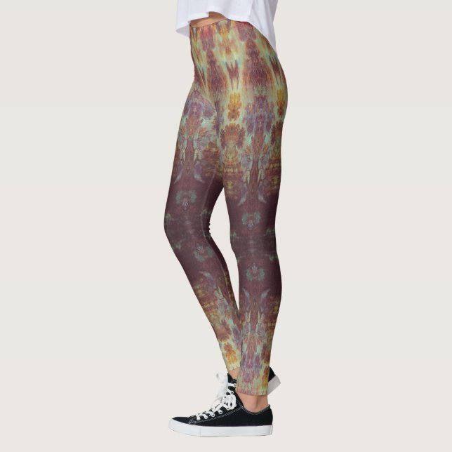 Leggings Motif violet et or élégant (Gauche)