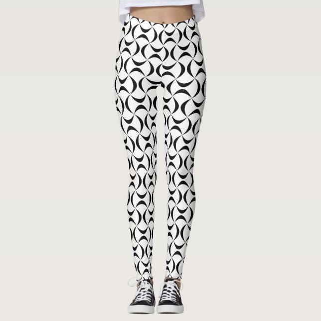 Leggings Motif Waved noir et blanc (Devant)
