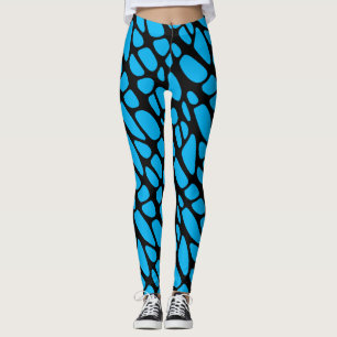 Leggings Motif Web Abstrait bleu et noir