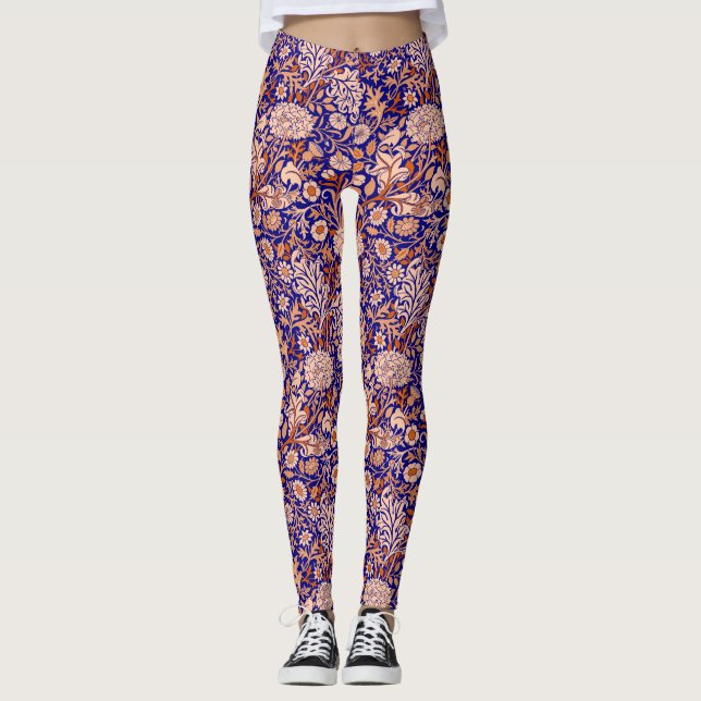 Leggings Motif William Morris "Cherwell" en bleu (Devant)
