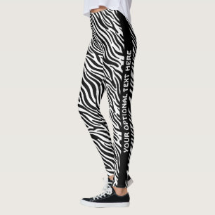 Leggings Motif Zèbre Texte Personnalisé