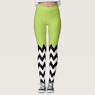Leggings Motif Zigzag noir et blanc, Chevron, Vert
