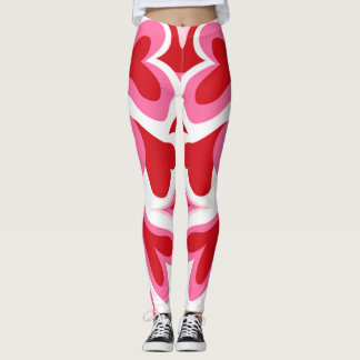 Leggings motifs à coeur rouge et blanc