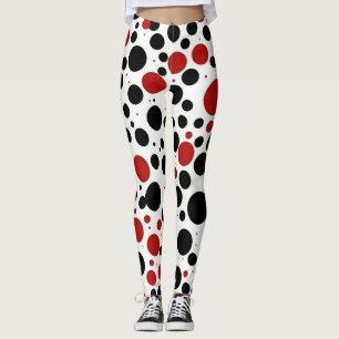 Leggings Motifs à points rouges et noirs