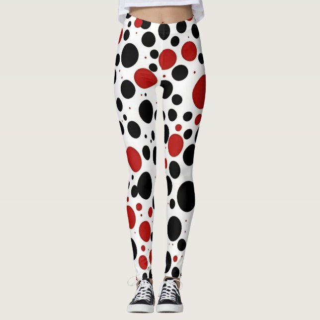 Leggings Motifs à points rouges et noirs (Devant)