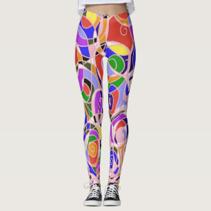Leggings Motifs Abstraits Tourbillonnants Pastel