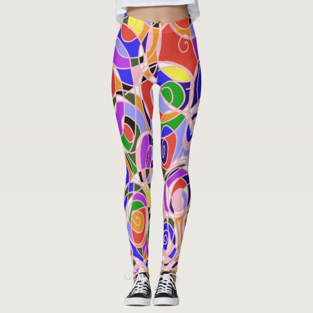 Leggings Motifs Abstraits Tourbillonnants Pastel (Devant)
