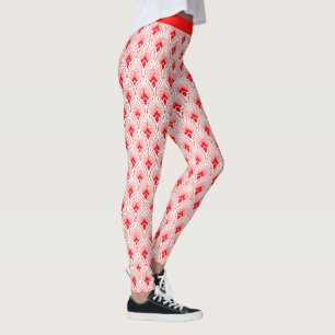 Leggings motifs Art déco rouge et blanc