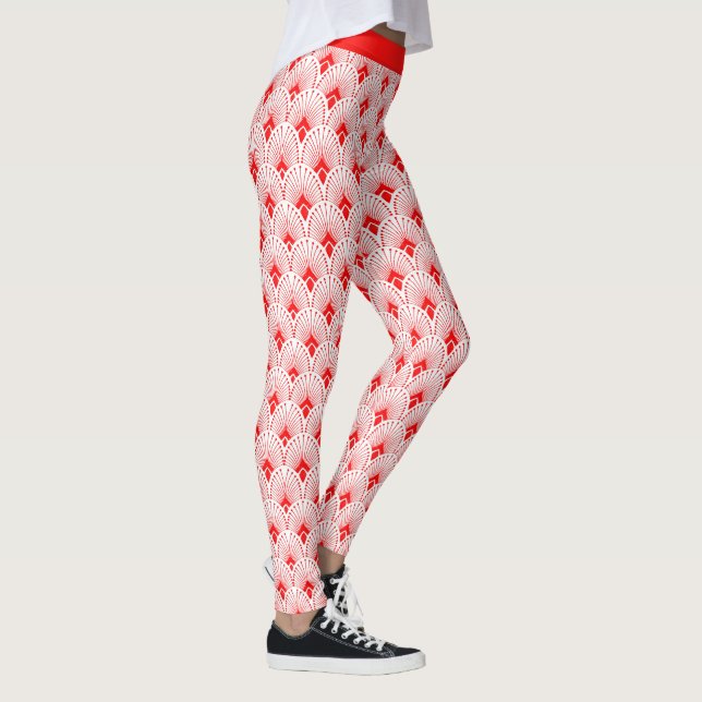 Leggings motifs Art déco rouge et blanc (Droite)