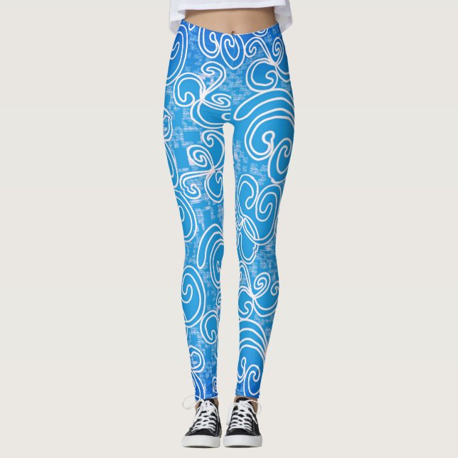 Leggings Motifs bleu scintillant (Devant)
