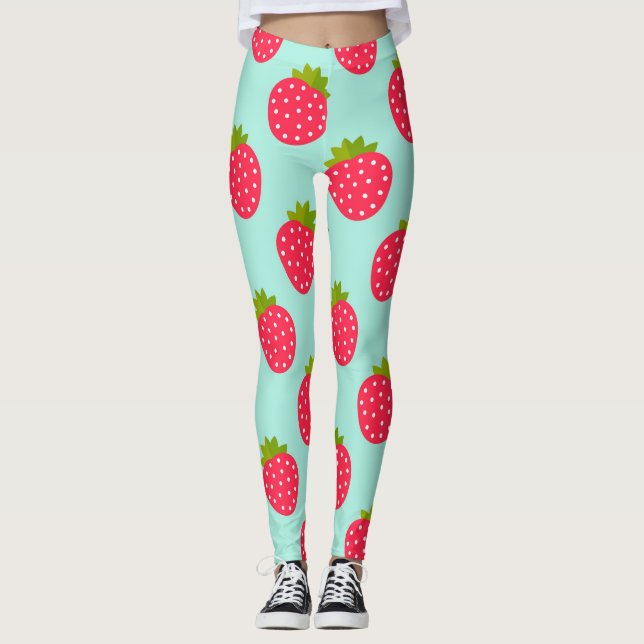 Leggings motifs bleus de fraises (Devant)