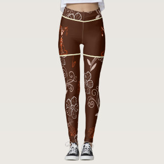 Leggings Motifs Chat Japonais & Chrysanthème