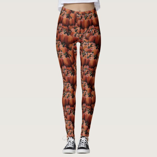 Leggings Motifs citrouille sans soudure (Devant)